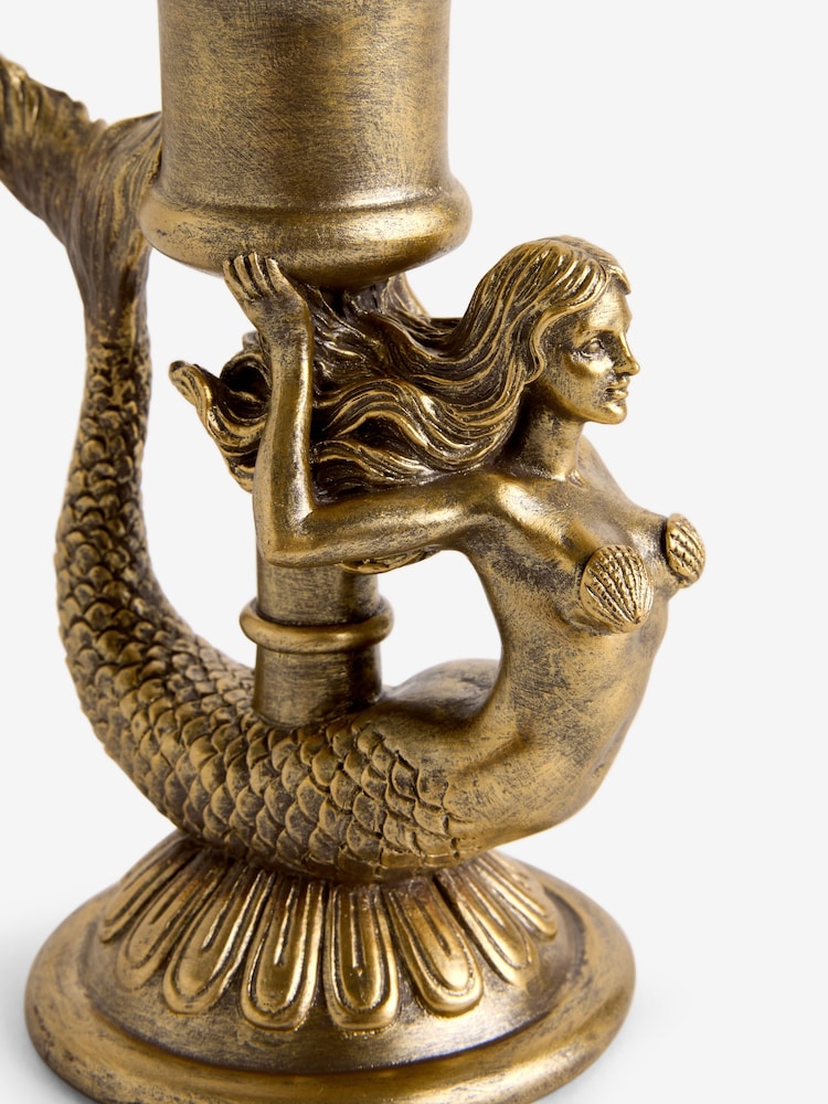 Rockett St George Gold Mermaid Taper Candle Holder - Image 6 of 6