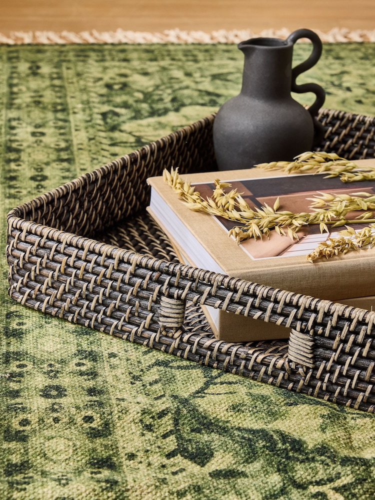 French Connection Black Rattan Tray - Image 2 of 4