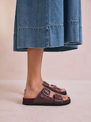 Бордово-красный кожаный - Сандалии с двумя ремешками Forever Comfort® Premium - Image 1 of 10