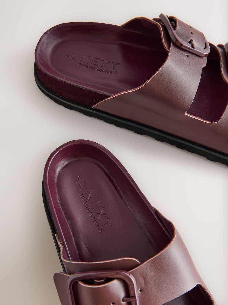 Бордово-красный кожаный - Сандалии с двумя ремешками Forever Comfort® Premium - Image 10 of 10
