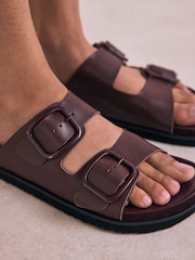 Бордово-красный кожаный - Сандалии с двумя ремешками Forever Comfort® Premium - Image 4 of 10