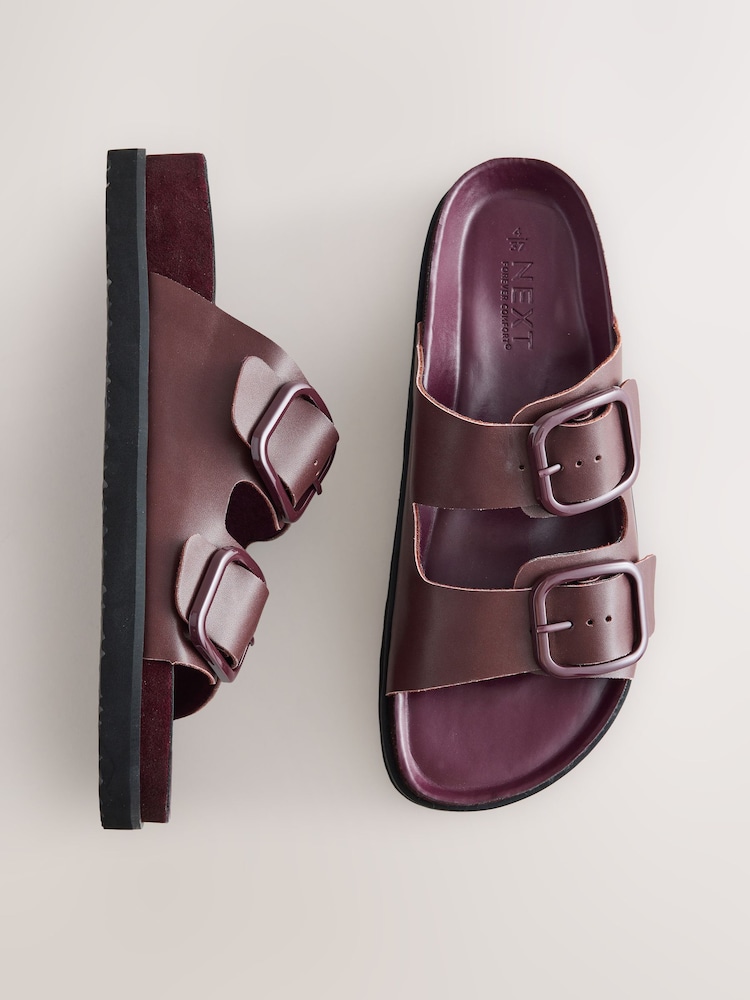 Burgundy Red Leather - Sandały Forever Comfort® Premium z podwójnym paskiem i profilowaną wkładką - Image 5 of 10