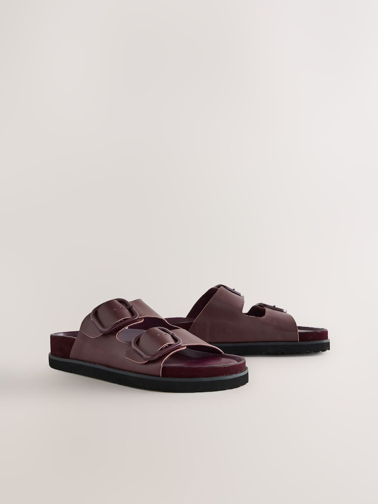 Burgundy Red Leather - Sandały Forever Comfort® Premium z podwójnym paskiem i profilowaną wkładką - Image 6 of 10