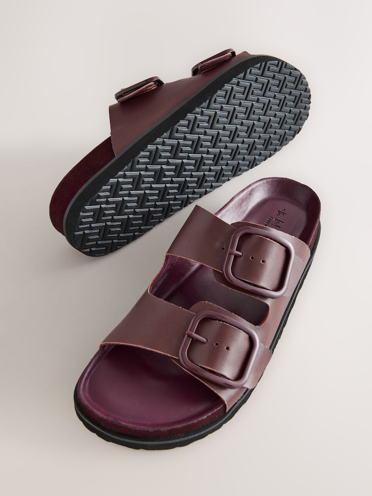Burgundy Red Leather - Sandały Forever Comfort® Premium z podwójnym paskiem i profilowaną wkładką - Image 8 of 10