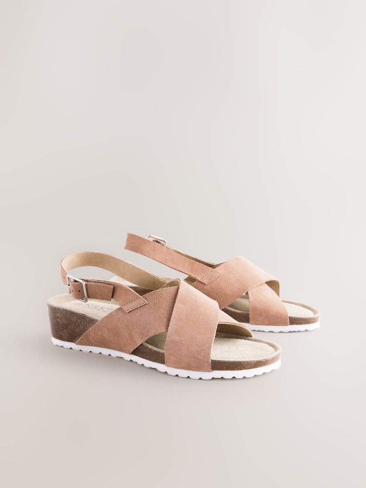 Neutral Suede Forever Comfort® Cross Footbed Wedges Sandals - Image 5 of 8