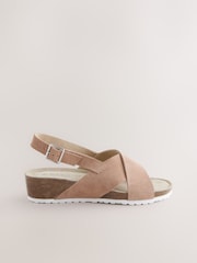 Neutral Suede Forever Comfort® Cross Footbed Wedges Sandals - Image 6 of 8