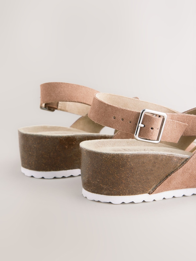 Neutral Suede Forever Comfort® Cross Footbed Wedges Sandals - Image 7 of 8
