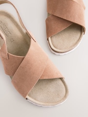 Neutral Suede Forever Comfort® Cross Footbed Wedges Sandals - Image 8 of 8