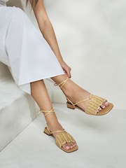 Neutral Woven Strappy Flat Sandals - Image 6 of 7