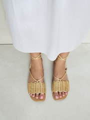 Neutral Woven Strappy Flat Sandals - Image 7 of 7