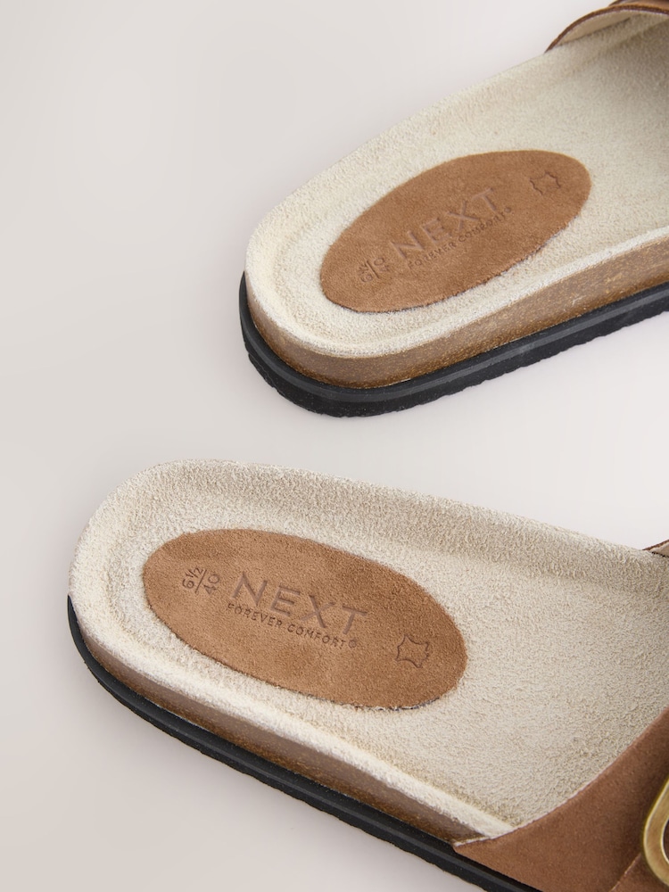 Tan Brown Suede Forever Comfort® Single Strap Footbed Sandals - Image 7 of 7