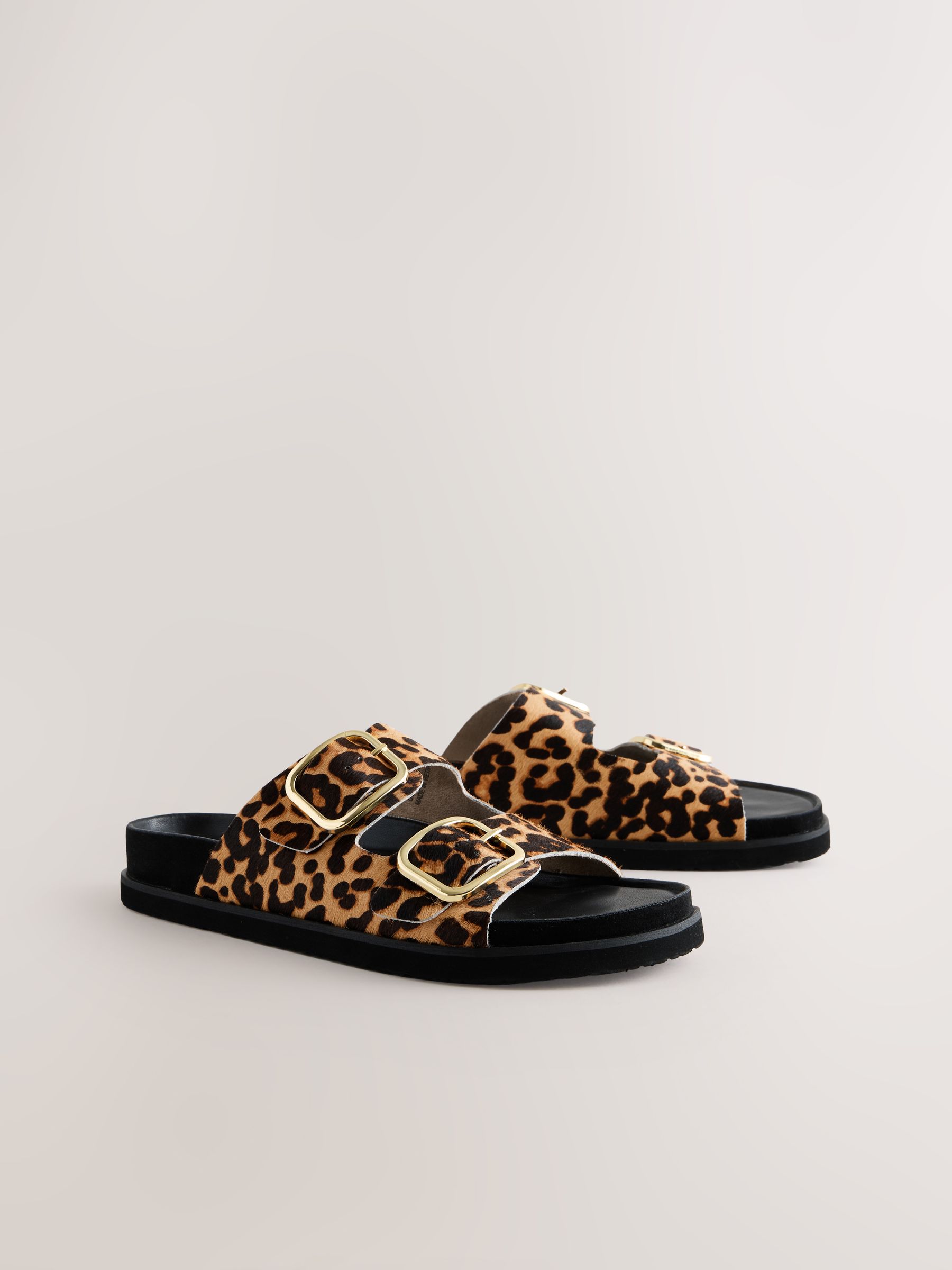 Cumpără Piele cu imprimeu model leopard - Sandale premium cu talpă