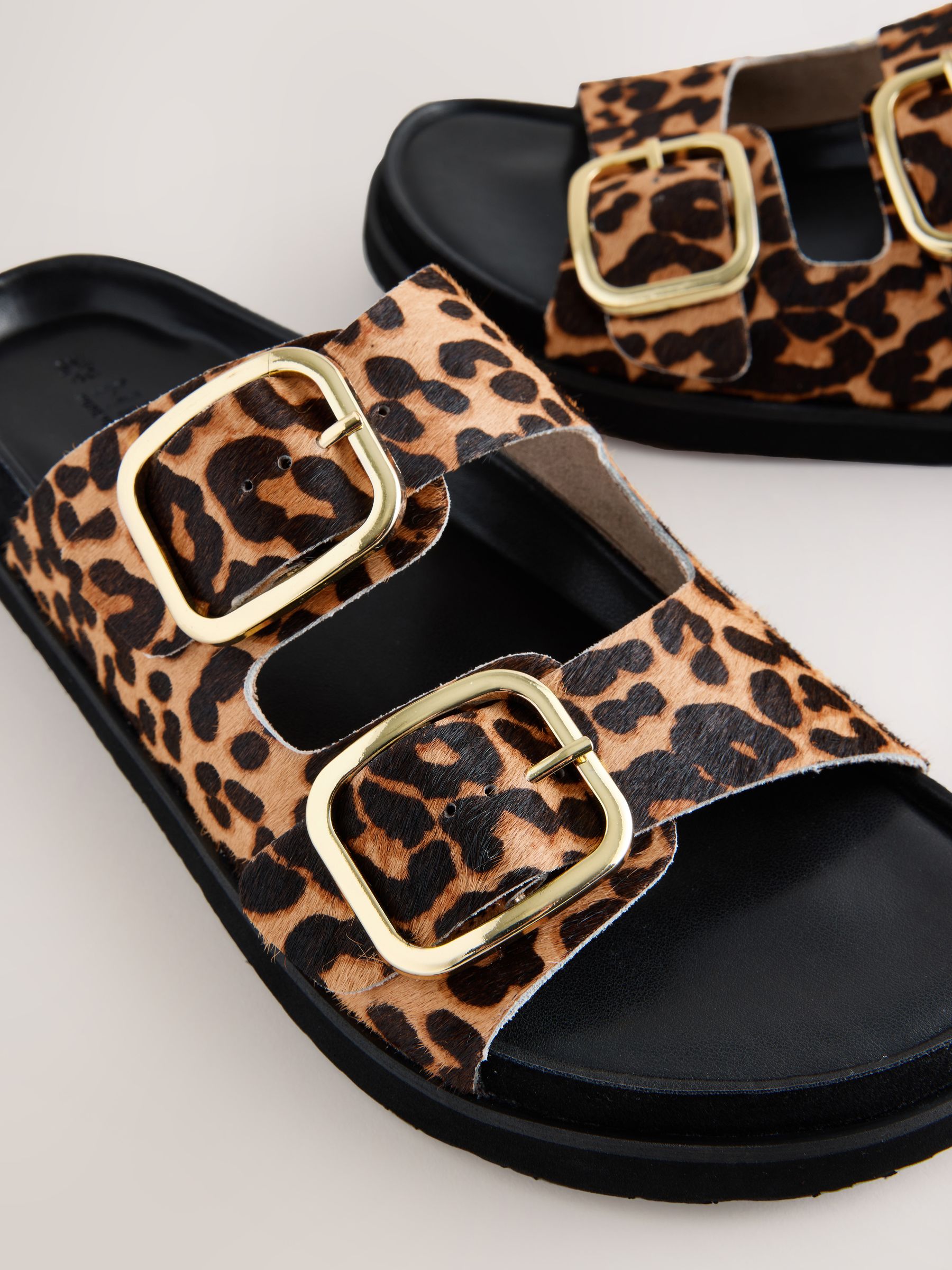 Cumpără Piele cu imprimeu model leopard - Sandale premium cu talpă