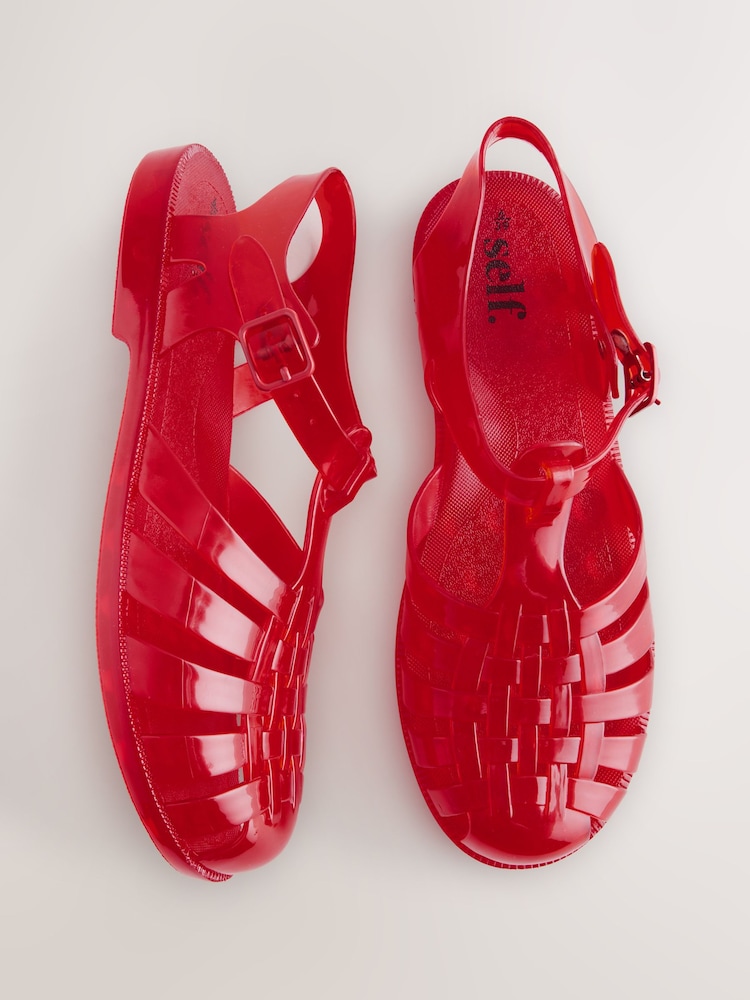 Red Self Jelly Fisherman Sandals - Image 1 of 4