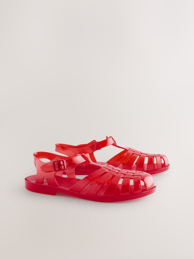 Red Self Jelly Fisherman Sandals - Image 2 of 4