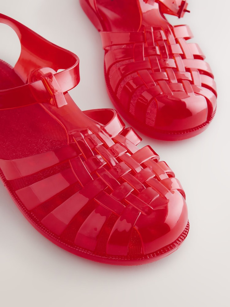 Red Self Jelly Fisherman Sandals - Image 4 of 4