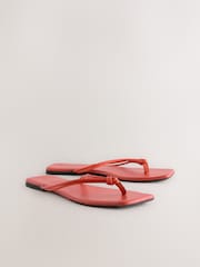 Orange Leather Standard/Wide Fit Forever Comfort® Square Toe Knotted Toe Thong - Image 5 of 8
