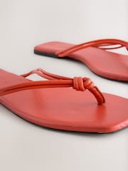 Orange Leather Standard/Wide Fit Forever Comfort® Square Toe Knotted Toe Thong - Image 7 of 8