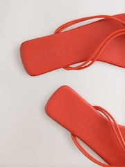 Orange Leather Standard/Wide Fit Forever Comfort® Square Toe Knotted Toe Thong - Image 8 of 8