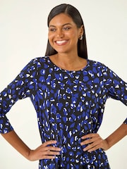 Roman Blue Speckled Print Stretch Tunic Top - Image 4 of 4