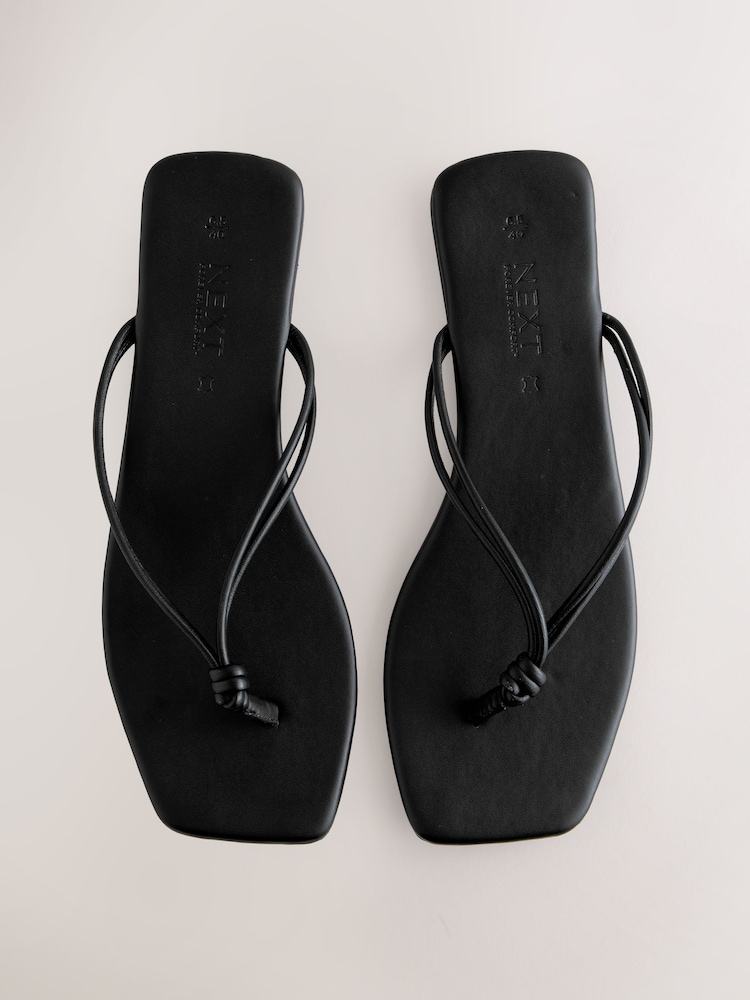 Black Standard/Wide Fit Forever Comfort® Square Toe Knotted Toe Thong - Image 1 of 7 Black Standard/Wide Fit Forever Comfort® Square Toe Knotted Toe Thong - Image 1 of 7