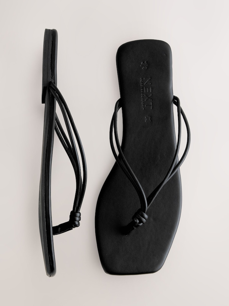 Black Standard/Wide Fit Forever Comfort® Square Toe Knotted Toe Thong - Image 2 of 7