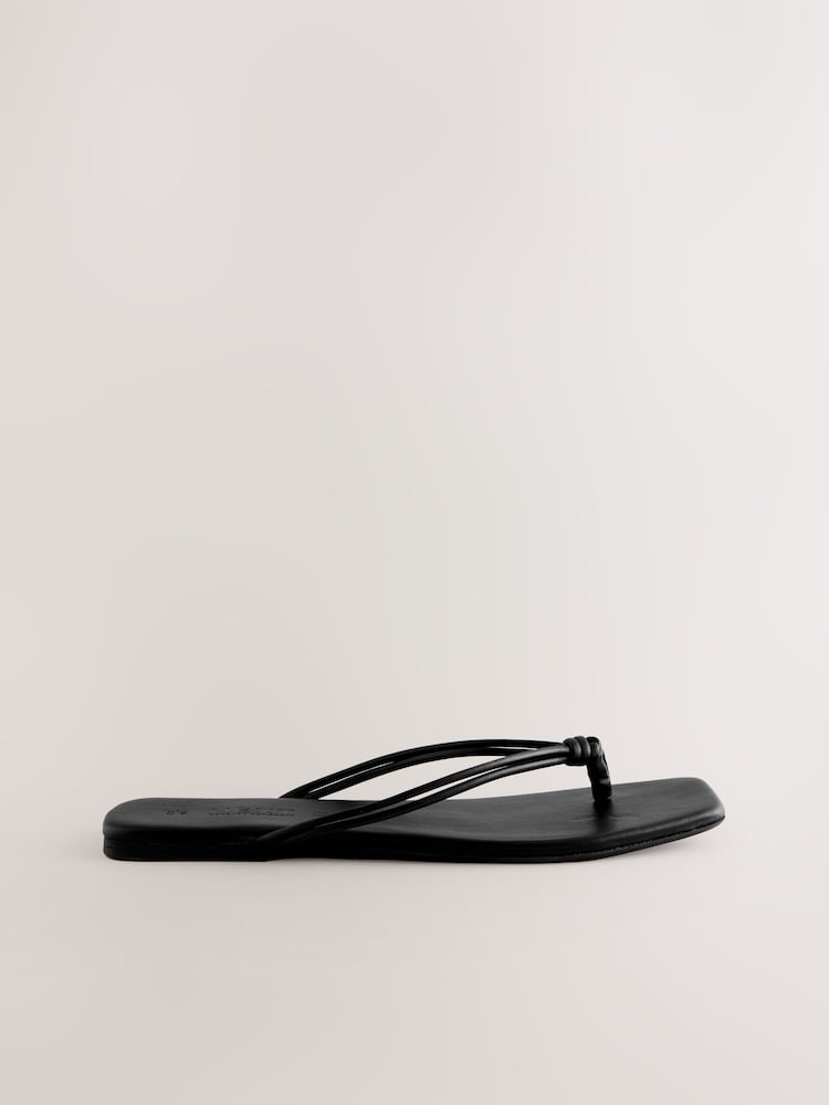 Black Standard/Wide Fit Forever Comfort® Square Toe Knotted Toe Thong - Image 3 of 7