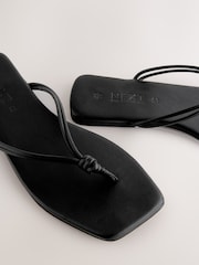 Black Standard/Wide Fit Forever Comfort® Square Toe Knotted Toe Thong - Image 4 of 7