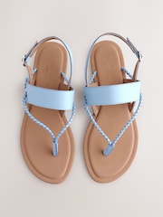 Blue Standard/Wide Fit Forever Comfort® Plaited Toe Tong Sandals - Image 1 of 5