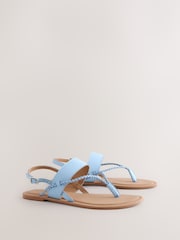 Blue Standard/Wide Fit Forever Comfort® Plaited Toe Tong Sandals - Image 2 of 5