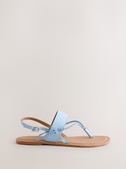 Blue Standard/Wide Fit Forever Comfort® Plaited Toe Tong Sandals - Image 3 of 5