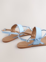 Blue Standard/Wide Fit Forever Comfort® Plaited Toe Tong Sandals - Image 4 of 5
