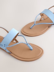 Blue Standard/Wide Fit Forever Comfort® Plaited Toe Tong Sandals - Image 5 of 5