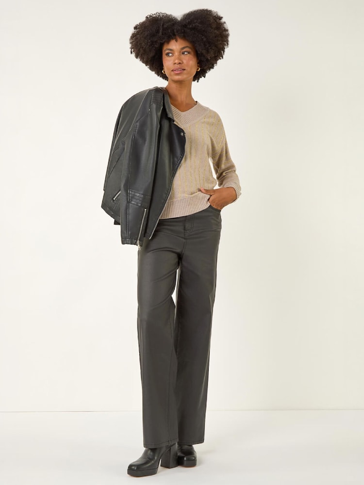 Roman Natural Metallic Stripe Knit Jumper - Image 2 of 4 Roman Natural Metallic Stripe Knit Jumper - Image 2 of 4