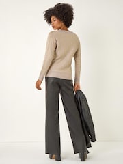 Roman Natural Metallic Stripe Knit Jumper - Image 3 of 4