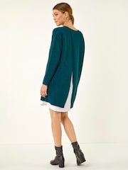 Azul - Vestido de punto con camisa simulada romana - Imagen 2 de 4