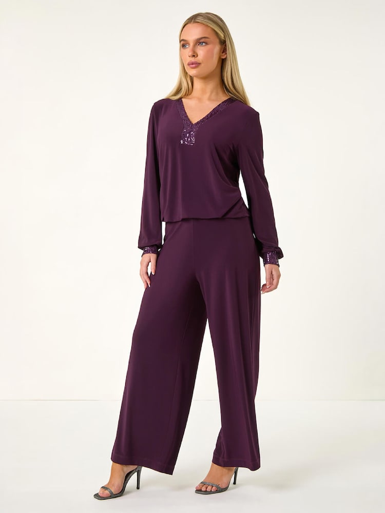 Roman Petite Elastic Waist Wide Leg Stretch Trousers - Slika 2 iz 4 Roman Petite Elastic Waist Wide Leg Stretch Trousers - Slika 2 iz 4