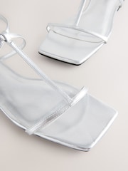 Silver Metallic Standard/Wide Fit Forever Comfort® Square Toe Strappy Sandals - Image 4 of 5