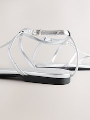 Silver Metallic Standard/Wide Fit Forever Comfort® Square Toe Strappy Sandals - Image 5 of 5