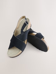 Navy Blue Suede Forever Comfort® Cross Footbed Wedges Sandals - Image 7 of 9