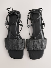 Black Forever Comfort® Woven Strappy Flat Sandals - Image 1 of 5
