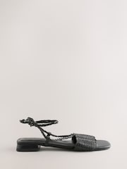 Black Forever Comfort® Woven Strappy Flat Sandals - Image 2 of 5