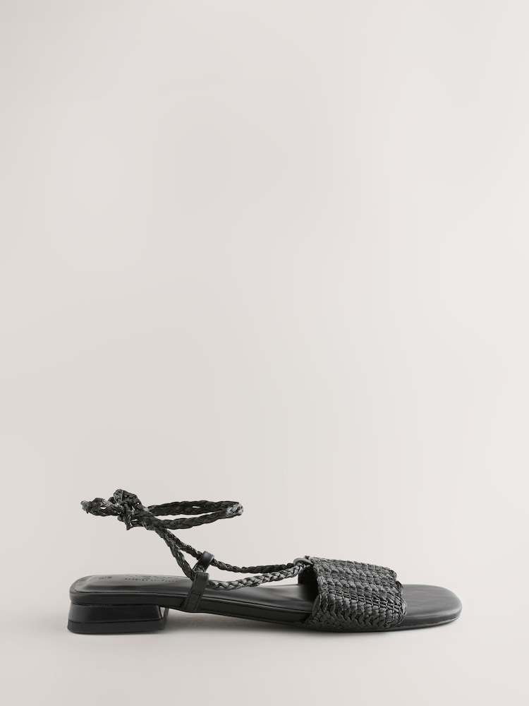 Black Forever Comfort® Woven Strappy Flat Sandals - Image 2 of 5