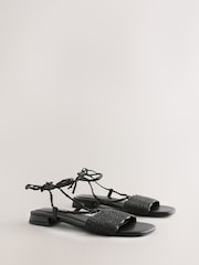 Black Forever Comfort® Woven Strappy Flat Sandals - Image 3 of 5