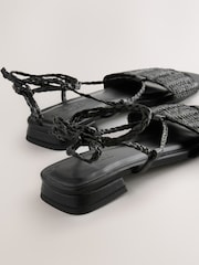 Black Forever Comfort® Woven Strappy Flat Sandals - Image 4 of 5