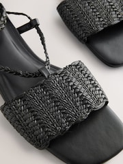 Black Forever Comfort® Woven Strappy Flat Sandals - Image 5 of 5