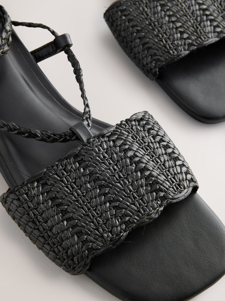 Black Forever Comfort® Woven Strappy Flat Sandals - Image 5 of 5 Black Forever Comfort® Woven Strappy Flat Sandals - Image 5 of 5