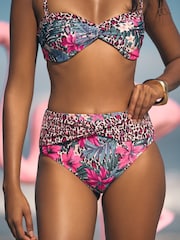 Love & Roses Blue Animal Patched Bandeau Bikini Top - Image 2 of 4