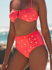 Love & Roses Coral Pink Foil High Waist Trim Bikini Top - Image 3 of 4