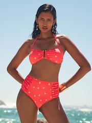 Love & Roses Coral Pink Foil High Waist Trim Bikini Top - Image 4 of 4